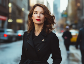 femme en confiance dans la rue. business au feminin