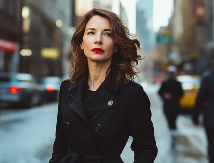 femme en confiance dans la rue. business au feminin