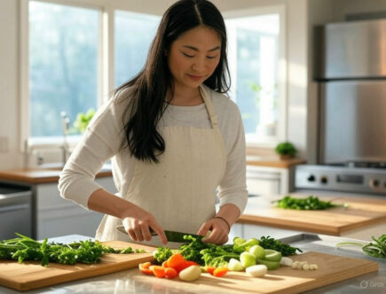 femme cuisine aliments printemps