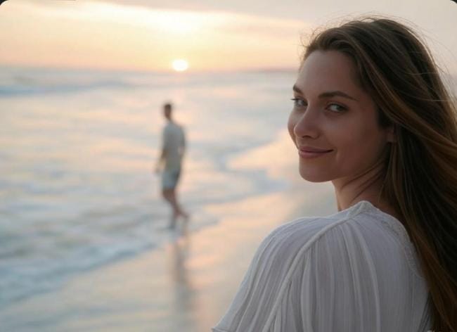 femme amoureuse avec un homme à la plage