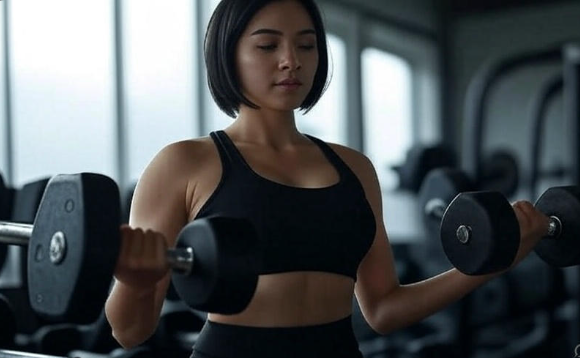 femme sport haltere