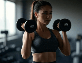 femme sport haltere à la salle de sport