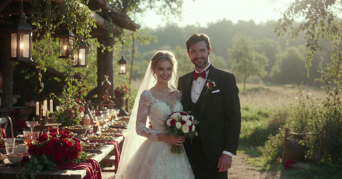 Couple heureux le jour de leur mariage